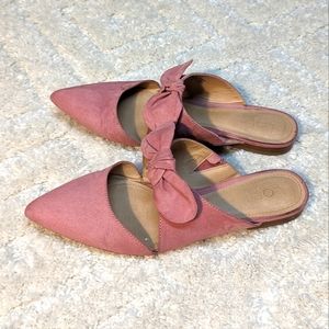Loft Pink Faux Suede Mules Shoes, 9M